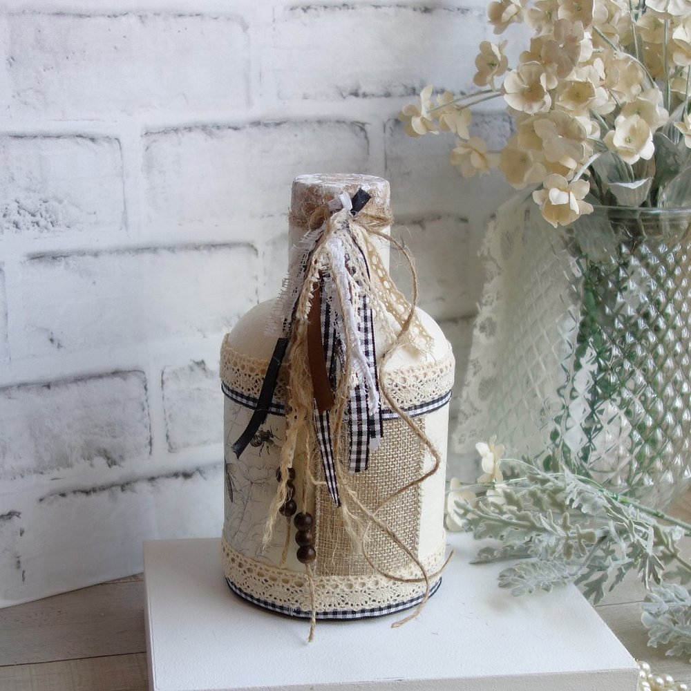 Large Honey Jar Rustic Honey Bee Decor Primitive Bumble Bee Decor Country Bees - Picture 3 of 5